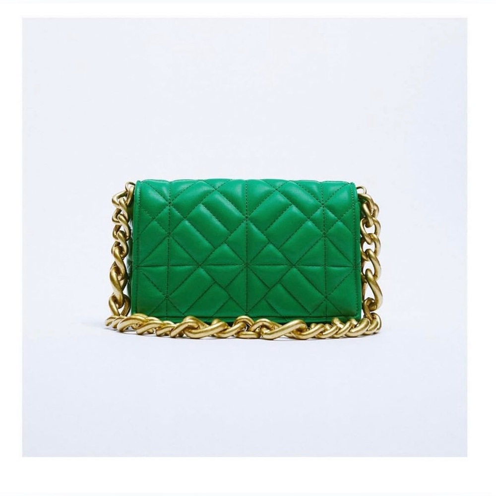 Zara Green Quilted Chain Bag